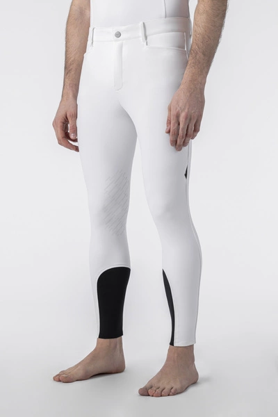 Męskie bryczesy Equiline Bartek z lejem kolanowym BX-TECH - białe