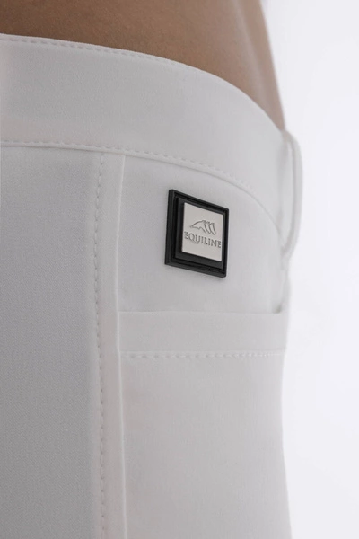 Damskie bryczesy Equiline Ash z lejem kolanowym - białe