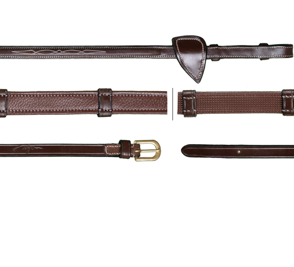 Skórzano-gumowe wodze z 7 stoperami 5/8" Hunter Dy'on D Collection - brązowe
