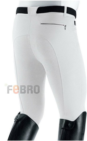 Męskie bryczesy Equiline Walnut z pełnym lejem X-Grip - białe