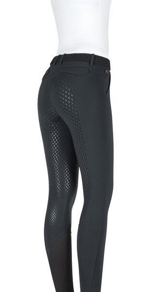 Damskie bryczesy Equiline Julik z pełnym lejem X-Grip - czarne