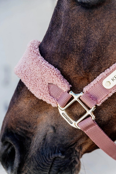 Kentucky kantar Teddy Fleece podszyty puchatym polarem - old rose