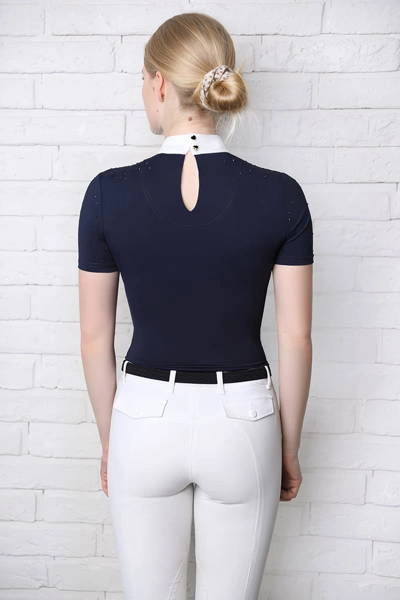 Koszula konkursowa Fleur de Lys Equestrian Holly Short - granatowy