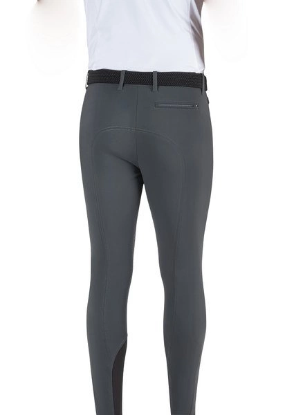 Męskie bryczesy Equiline Grantk z silikonowym lejem kolanowym X-Grip - szare