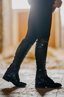 Czapsy Exel Half Chaps Dy'on - czarne z lakierowaną krokodylą skórą