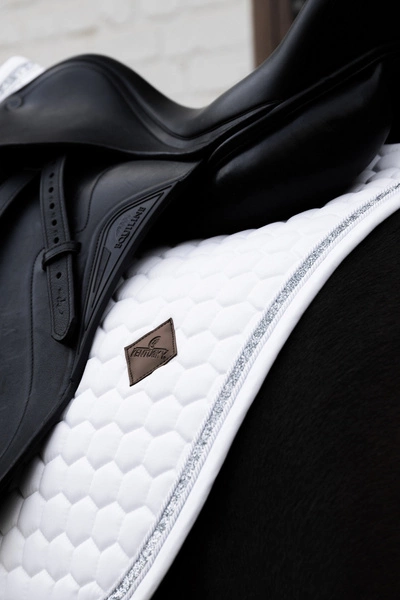 Kentucky czaprak Glitter Band - biały ze srebrną lamówką