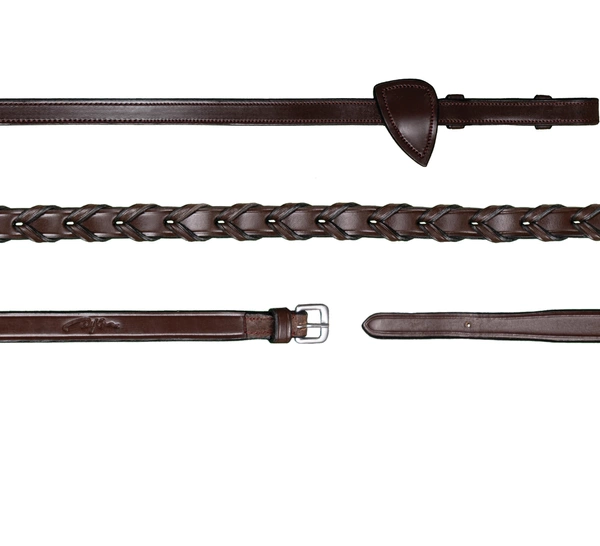 Plecione skórzane wodze 1/2" Dy'on New English - czarne