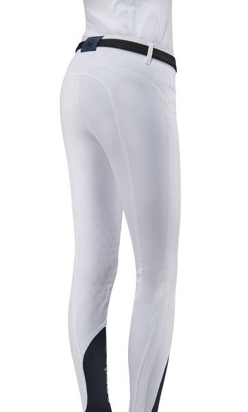Damskie bryczesy Eqode by Equiline Delma z lejem kolanowym Q-Grip - białe