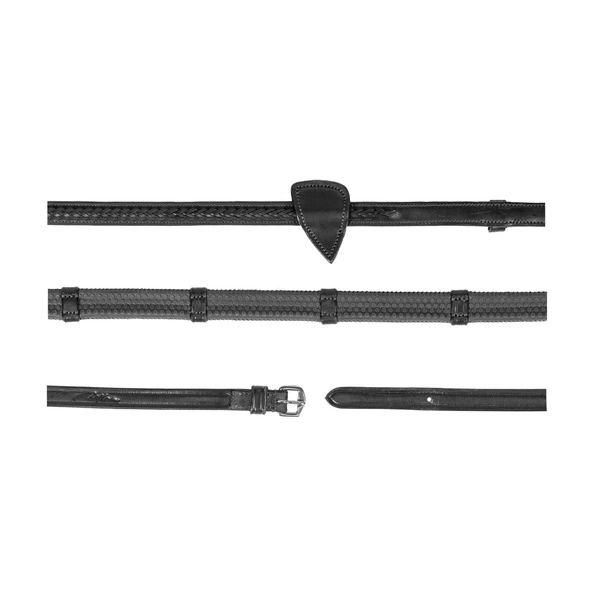 Gumowo-skórzane wodze 1/2" Dy'on New English z plecionką i 7 stoperami