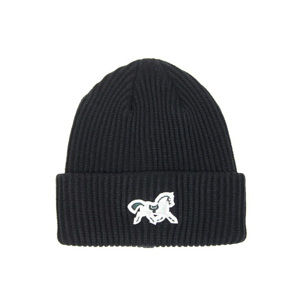 Czapka zimowa Kentucky Horse - czarna z ciemnozieloną grafiką