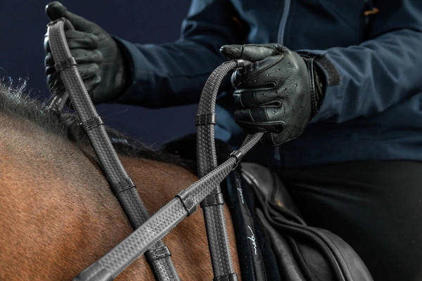 Gumowe wodze z 7 stoperami 1/2" Dy'on D Collection - czarne