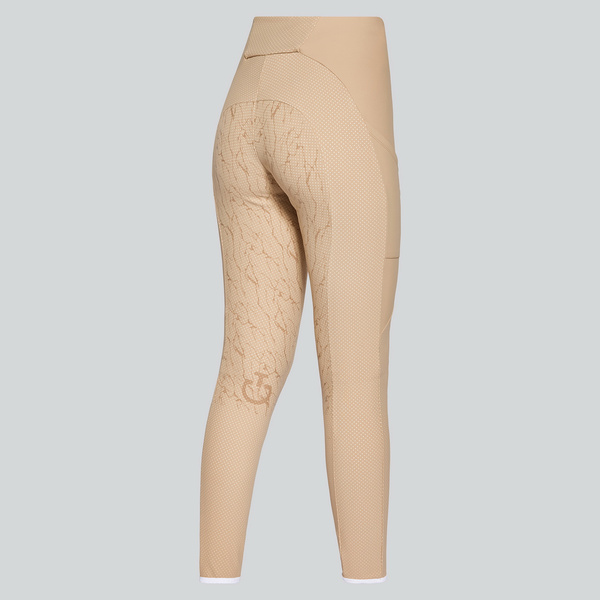 Legginsy Perforated Full Grip Cavalleria Toscana - beżowe