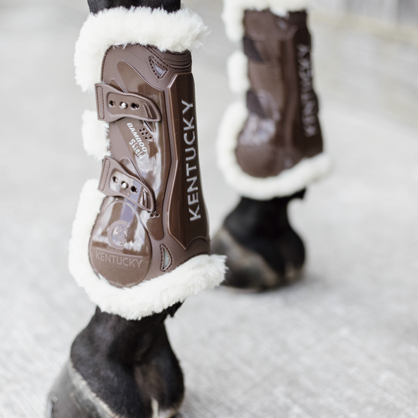  Kentucky Bamboo Vegan Sheepskin Tendon Boots Elastic na przednie nogi - brązowe 