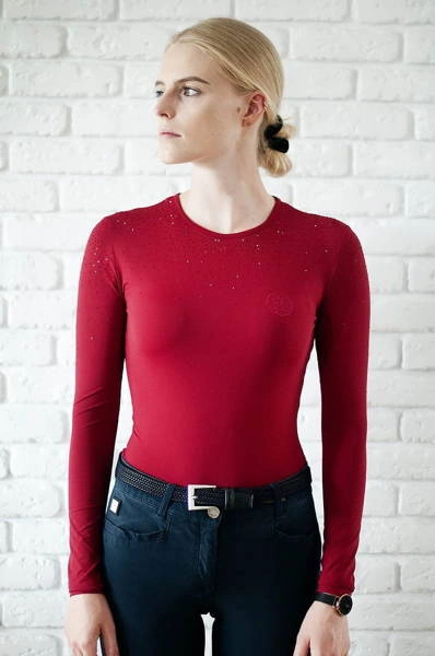 Koszulka treningowa Fleur de Lys Equestrian Rose - bordowa