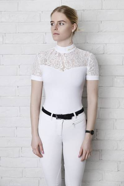 Koszula konkursowa Fleur de Lys Equestrian Cristall Short - biała