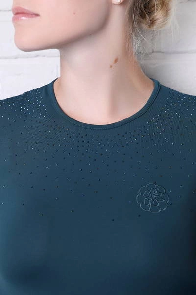 Koszulka treningowa Fleur de Lys Equestrian Rose - ciemna zieleń