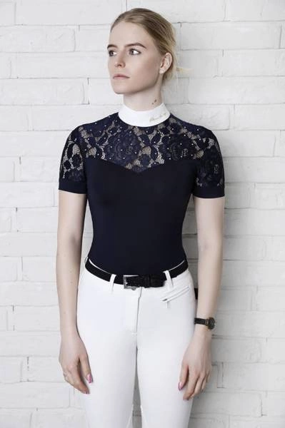 Koszula konkursowa Fleur de Lys Equestrian Cristall Short - granatowa