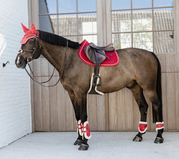 Kentucky Ochraniacze Vegan Sheepskin Young Horse Fetlock Velvet na zadnie nogi - czerwone