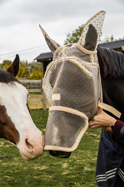  Kentucky Fly Mask Heart - maska na owady - beżowa