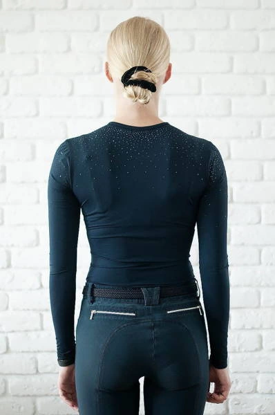 Koszulka treningowa Fleur de Lys Equestrian Rose - granatowa