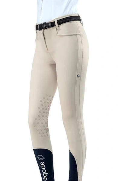 Damskie bryczesy Eqode by Equiline Delma z lejem kolanowym Q-Grip - beżowe