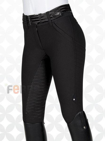 Bryczesy Equiline modelujące sylwetkę X-Shape z pełnym lejem X-Grip - czarne