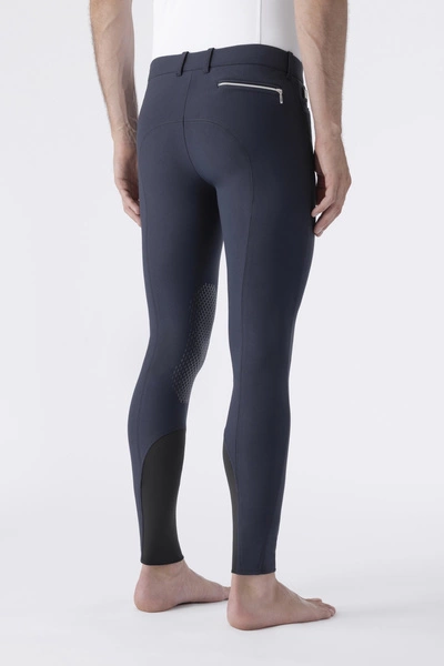 Męskie bryczesy Equiline Willow lej kolanowy X-Grip - granatowe