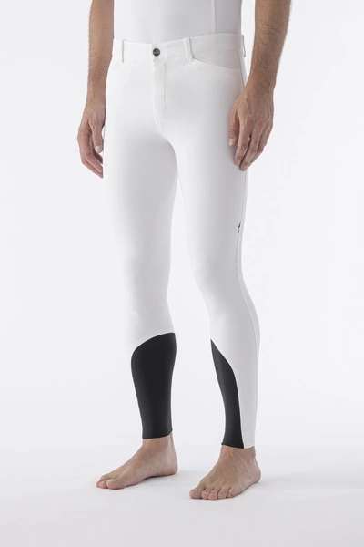 Męskie bryczesy Equiline Willow lej kolanowy X-Grip - białe