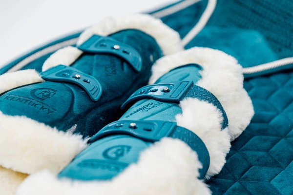 Kentucky Ochraniacze Bamboo Vegan Sheepskin Tendon Boots Elastic Velvet na przednie nogi - szmaragdowe