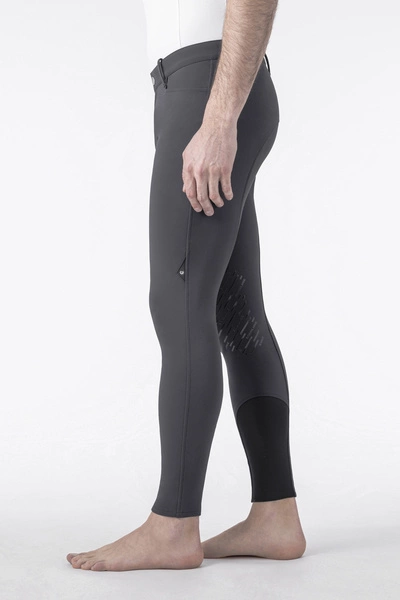 Męskie bryczesy Equiline Bartek z lejem kolanowym BX-TECH - szare