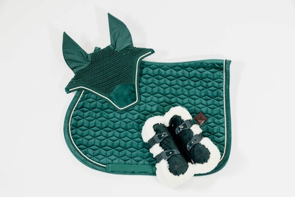 Kentucky Ochraniacze Bamboo Vegan Sheepskin Tendon Boots Elastic Velvet na przednie nogi - ciemna zieleń