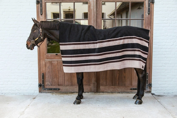 Osuszająca derka Kentucky Heavy Fleece Rug Square Stripes - brązowa