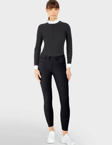 Damskie bryczesy Samshield Chloe z kolanowym lejem - czarne