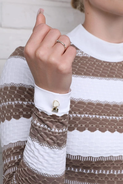 Koszula konkursowa Fleur de Lys Equestrian Chamomile - kawowa