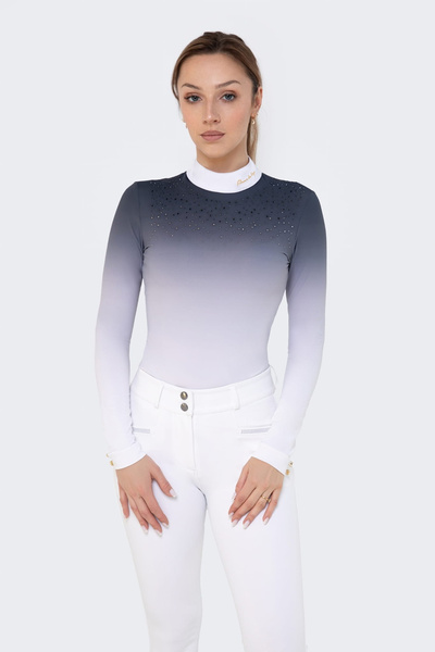 Koszula konkursowa Fleur de Lys Equestrian Bellflower - szaro-biała ombre