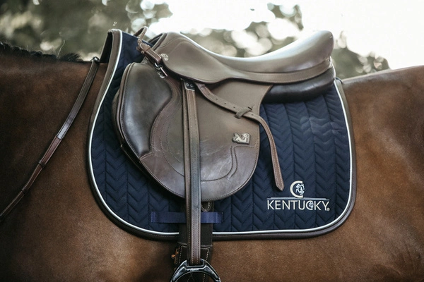 Kentucky czaprak Leather Fishbone - granatowy