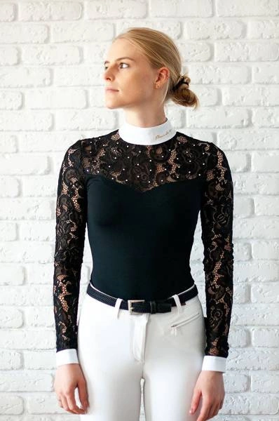 Koszula konkursowa Fleur de Lys Equestrian Cristall - czarna