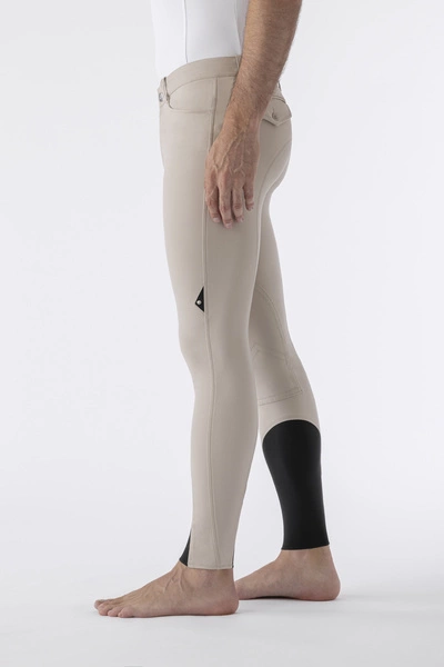 Męskie bryczesy Equiline Grafton z materiałowym lejem kolanowym - beżowe