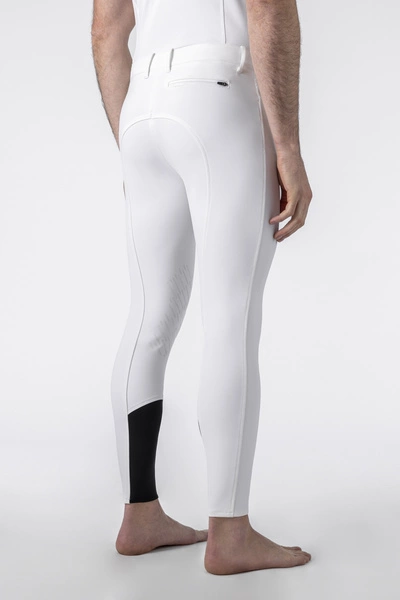Męskie bryczesy Equiline Bartek z lejem kolanowym BX-TECH - białe