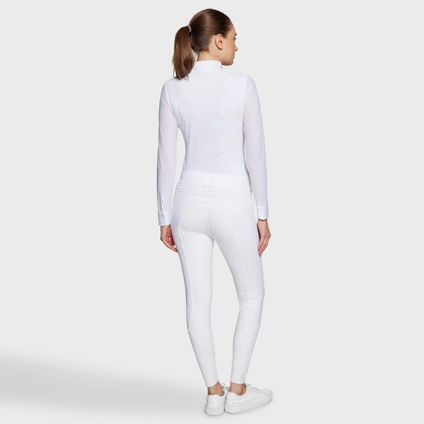 Damskie bryczesy Samshield Chloe Crystal z pełnym lejem - białe