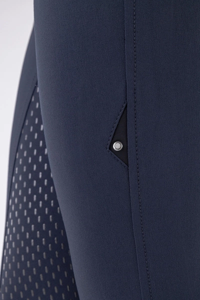 Bryczesy z wysokim stanem Equiline Arlette z pełnym lejem X-Grip - granatowe