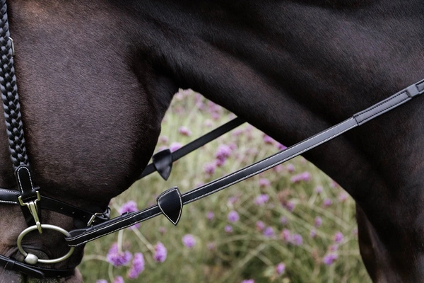 Miękkie skórzane wodze z 8 zintegrowanymi stoperami 1/2" Dy'on Working - czarne