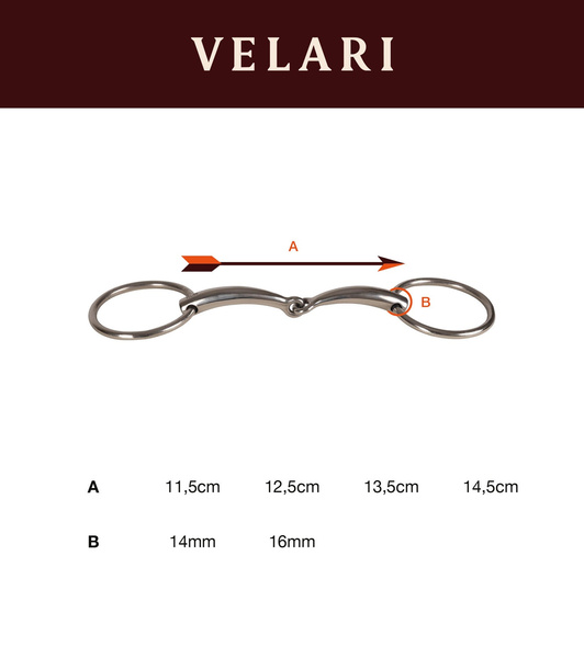 Velari wędzidło Snaffle Loose Ring Single Jointed Sweet Copper 16 mm