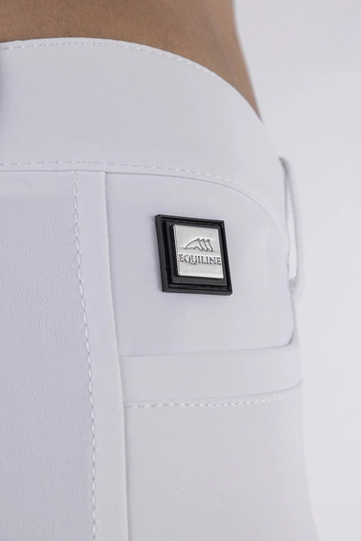 Damskie bryczesy Equiline Ceriek z pełnym lejem X-Grip - białe