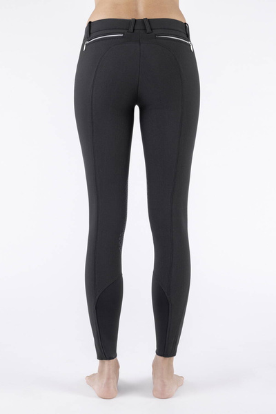 Damskie bryczesy Equiline Ash z kolanowym lejem X-Grip - czarne