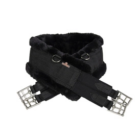 Kentucky popręg z futrem - czarny z czarnym futrem