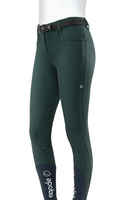 Damskie bryczesy Eqode by Equiline Delma z lejem kolanowym Q-Grip - ciemna zieleń