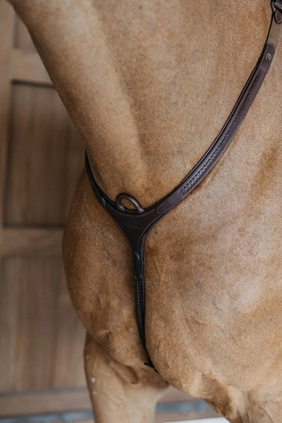 Skórzano-elastyczny napierśnik z plecionką Dy'on Bridge Breastplate New English - brązowy