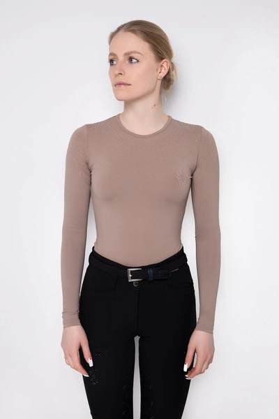 Koszulka treningowa Fleur de Lys Equestrian Rose - coffee