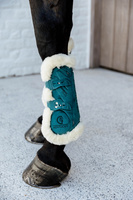 Kentucky Ochraniacze Bamboo Vegan Sheepskin Tendon Boots Elastic Velvet na przednie nogi - szmaragdowe